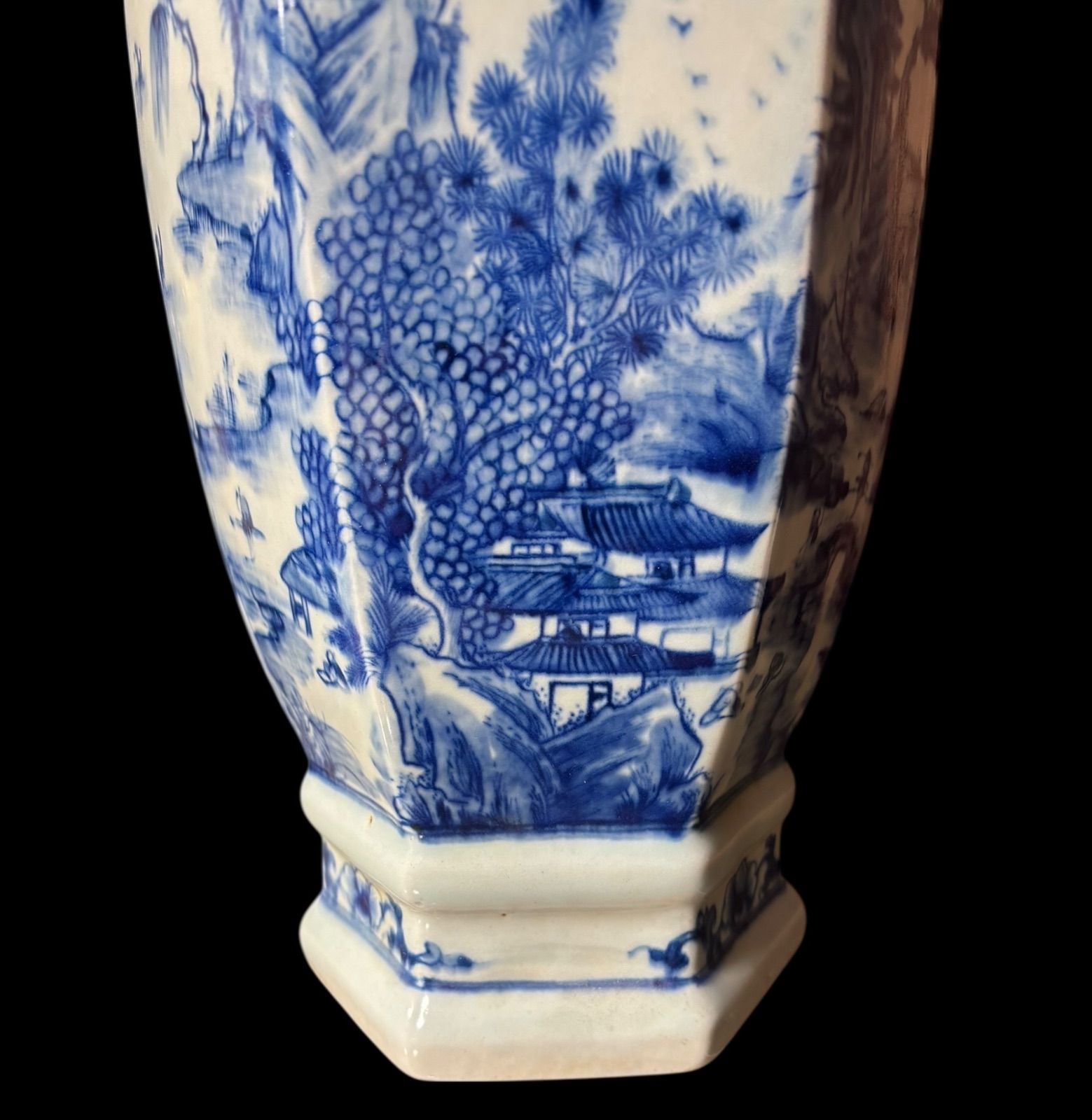 大清康熙年製 六角花瓶 山水風景図 時代物 壺 中国 フラワーベース