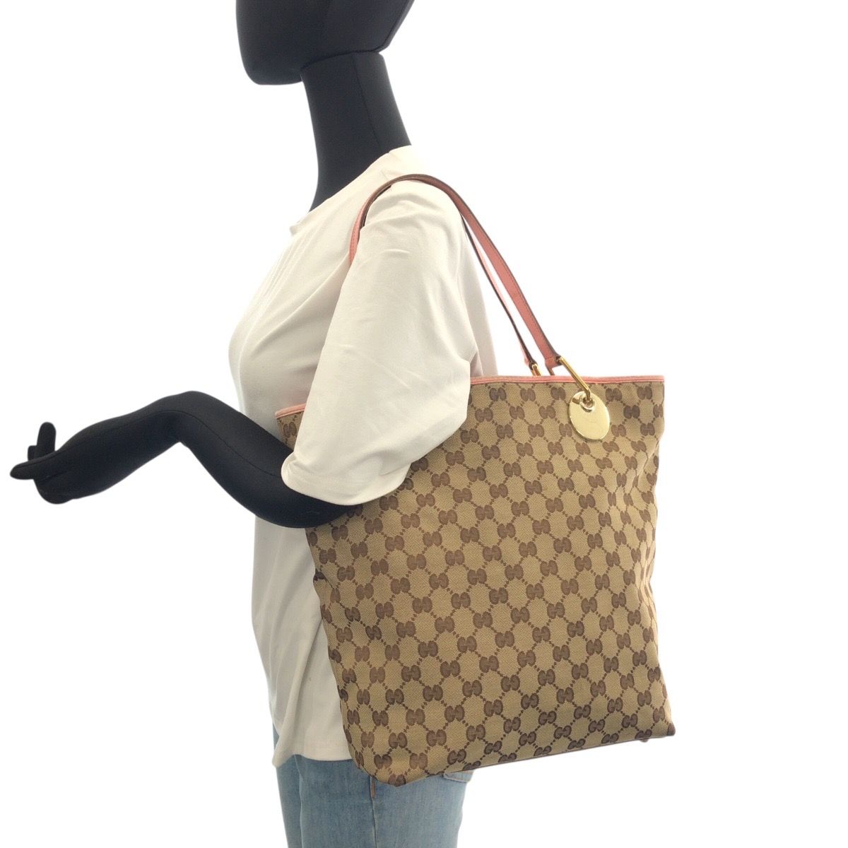 GUCCI グッチ ブラウン ベージュ ピンク GGキャンバス/レザー 120836