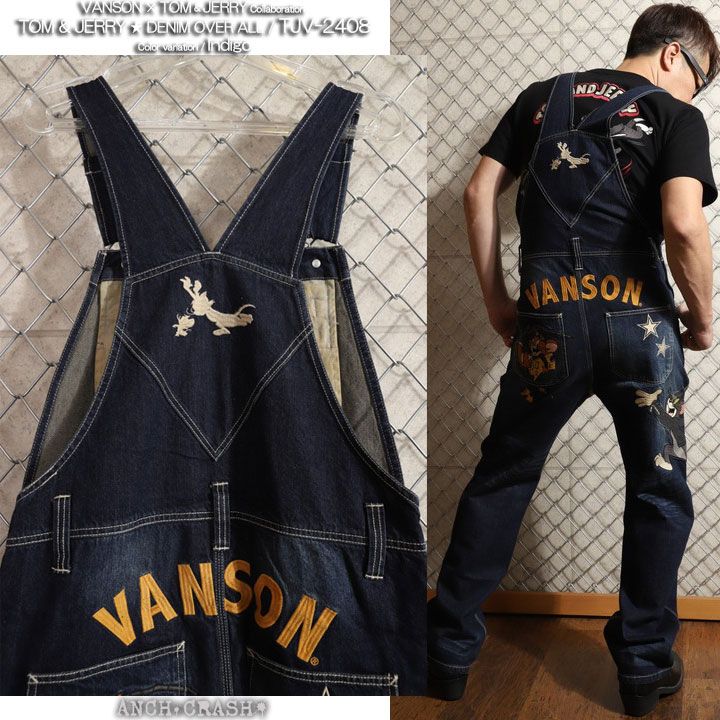VANSON トムとジェリー コラボ デニムオーバーオール TJV-2408