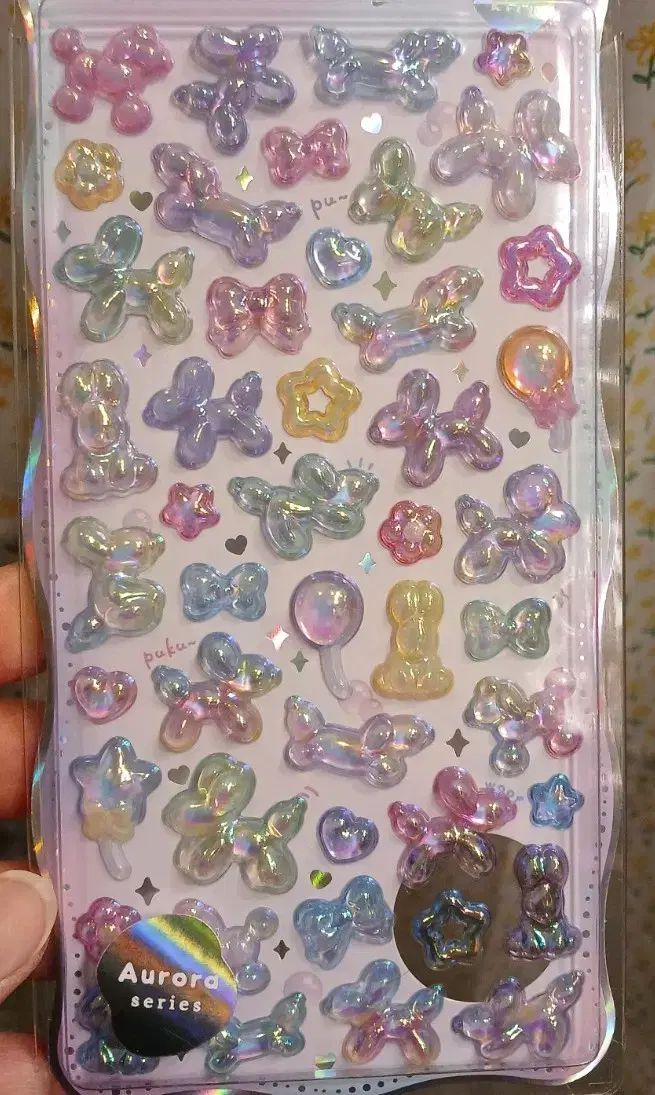 ボンボンドロップ 立体ステッカー オーロラ 風船