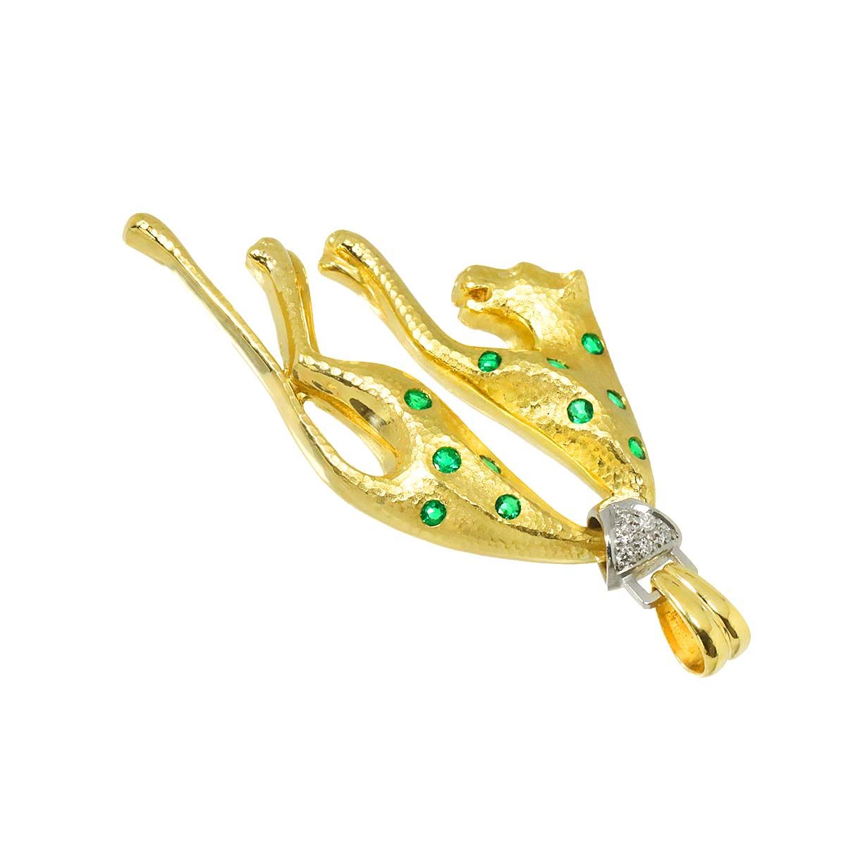 エメラルド 0.40ct ダイヤ 0.06ct K18 YG Pt ペンダントトップ