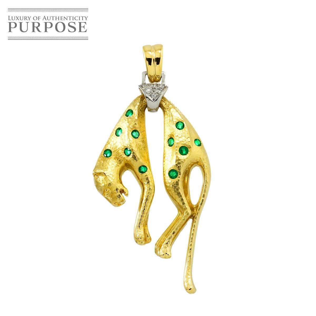 エメラルド 0.40ct ダイヤ 0.06ct K18 YG Pt ペンダントトップ