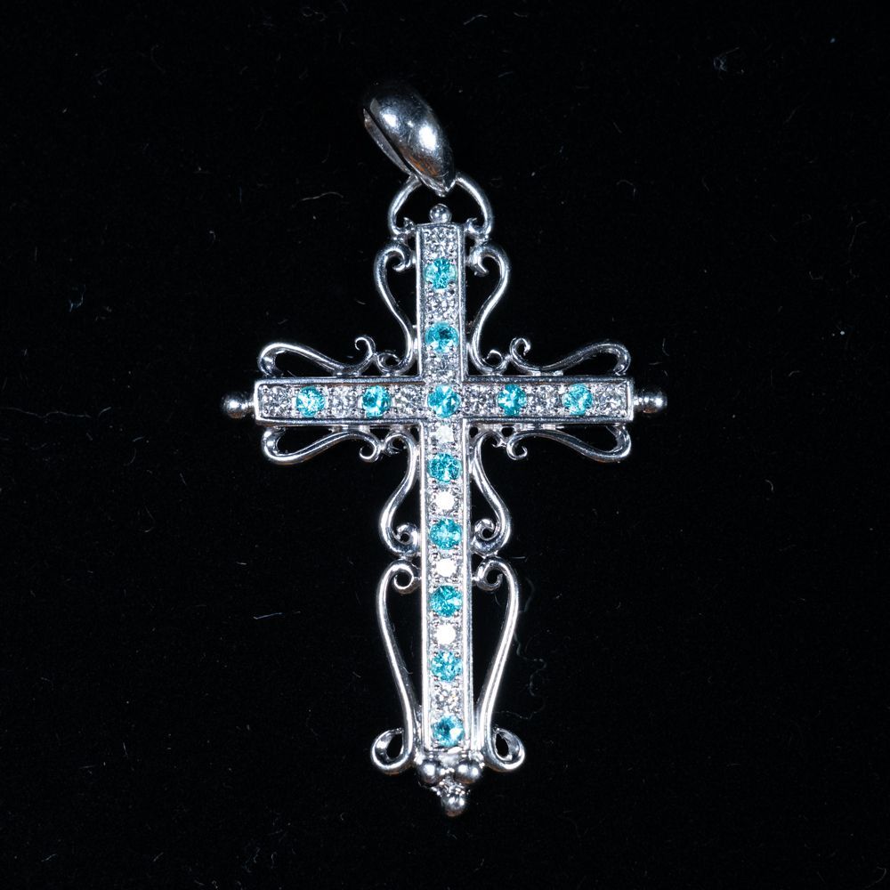 トルマリン0.26ct ダイヤモンド0.27ct ペンダント K18WG -X11474