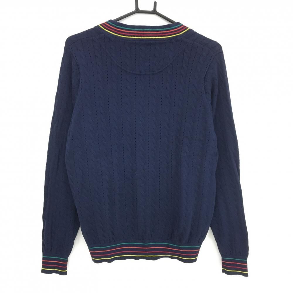美品】キャロウェイ セーター ネイビー ケーブル編み コットン混