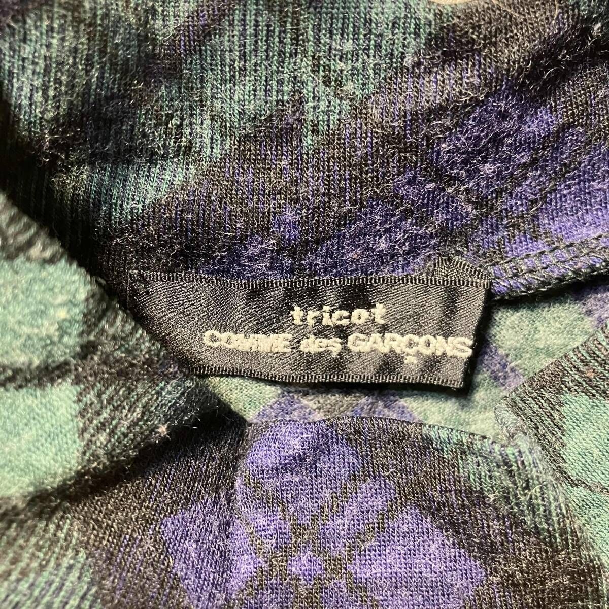 92AW TRICOT COMME des GARCONS 長袖ニット チェックハイネックニット