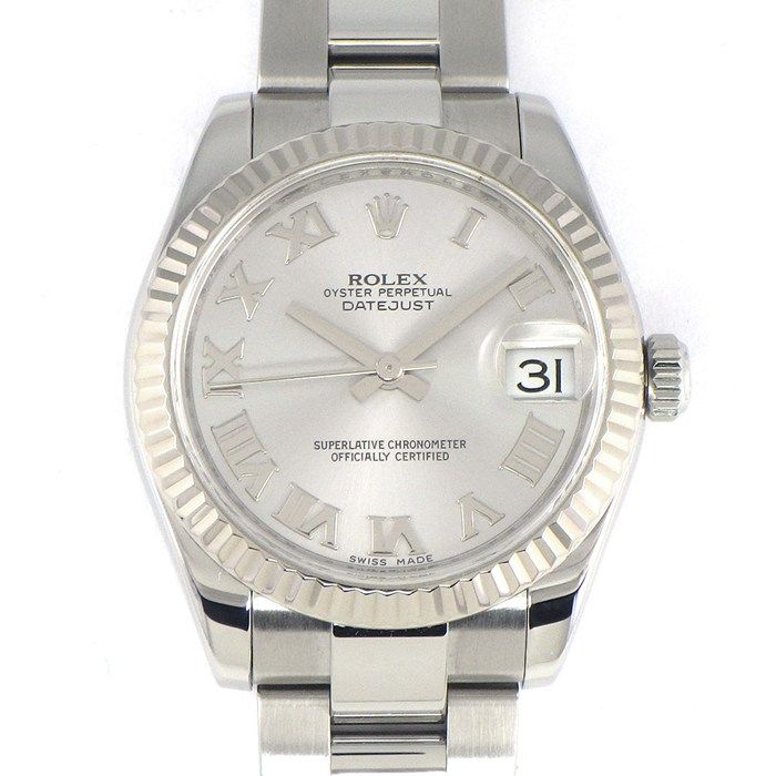 ロレックス Rolex 腕時計 デイトジャスト 178274 G番 2010年製 ルーレット刻印 ローマンインデックス シルバー文字盤 フルーテッドベゼル オイスターブレス K18WG SS 自動巻き 【中古】 ロレックス Rolex 腕時計 デイトジャスト 178274 G番 2010年製