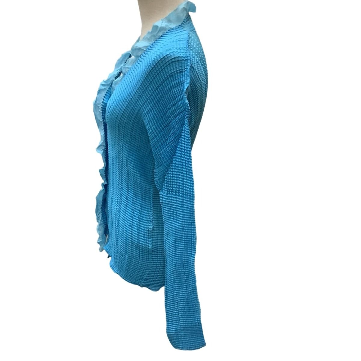 ISSEY MIYAKE カーディガン 羽織り フリル ♪♪ISSEY MIYAKE イッセイミヤケ ワッフルプリーツ フリル