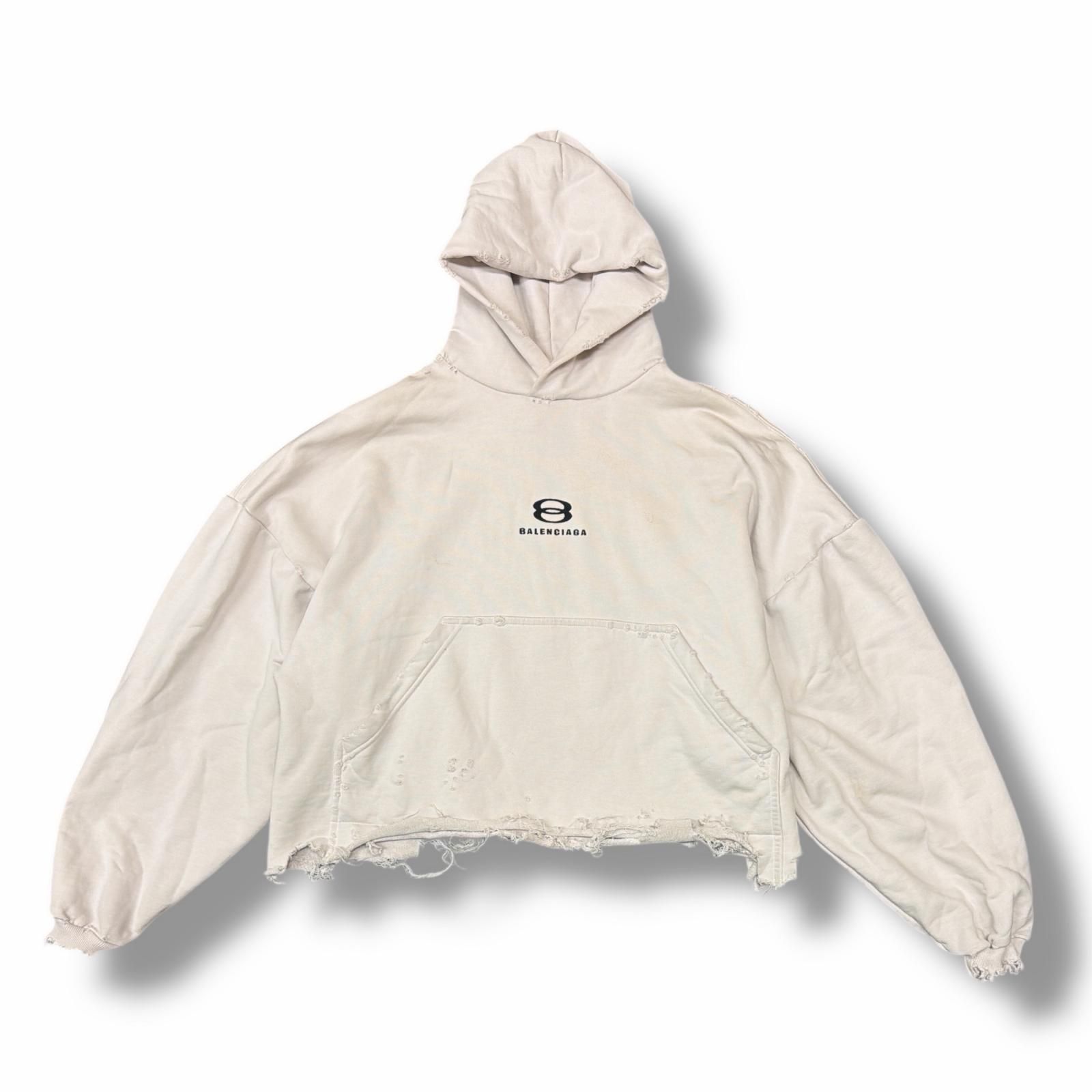国内正規 BALENCIAGA 24AW クラシックBBロゴクロップドパーカー 