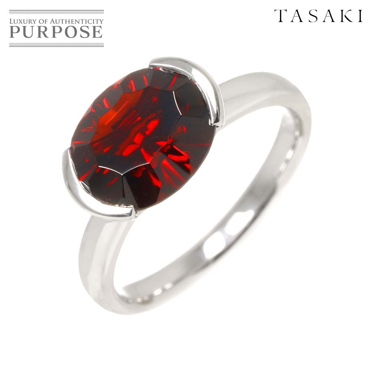 タサキ TASAKI ルミノ 14号 リング ガーネット K18 WG ホワイト