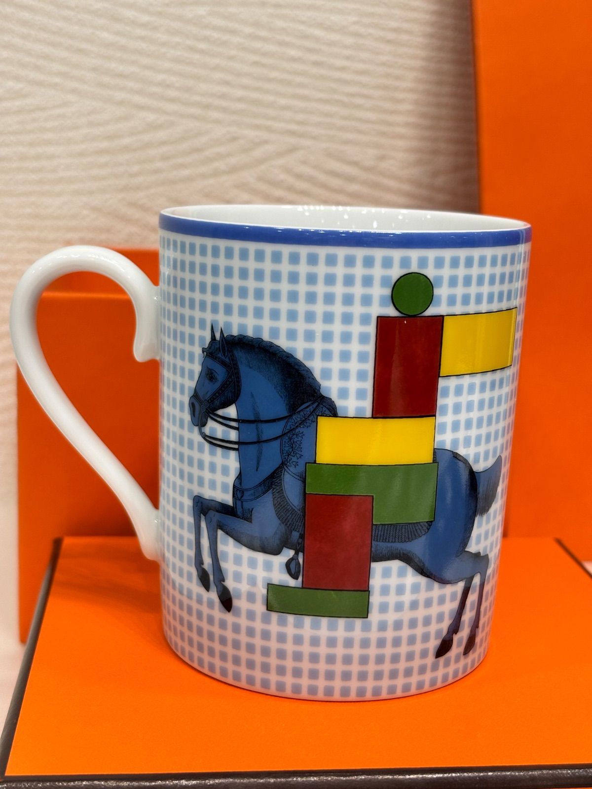  HERMÈS エルメス マグカップ|Cavalier en Formes 1|ブルー馬|プレゼント コップ グラス コップ グラス 酒器