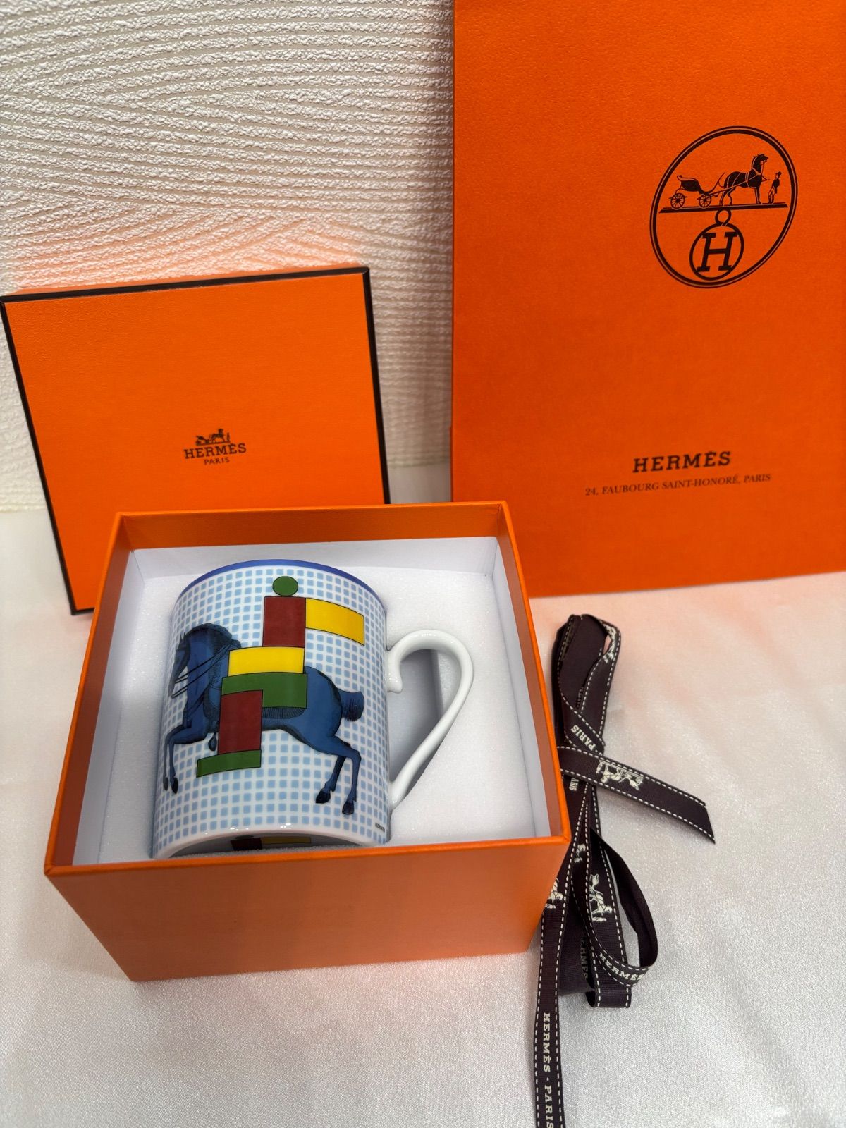 HERMÈS エルメス マグカップ|Cavalier en Formes 1|ブルー馬|プレゼント