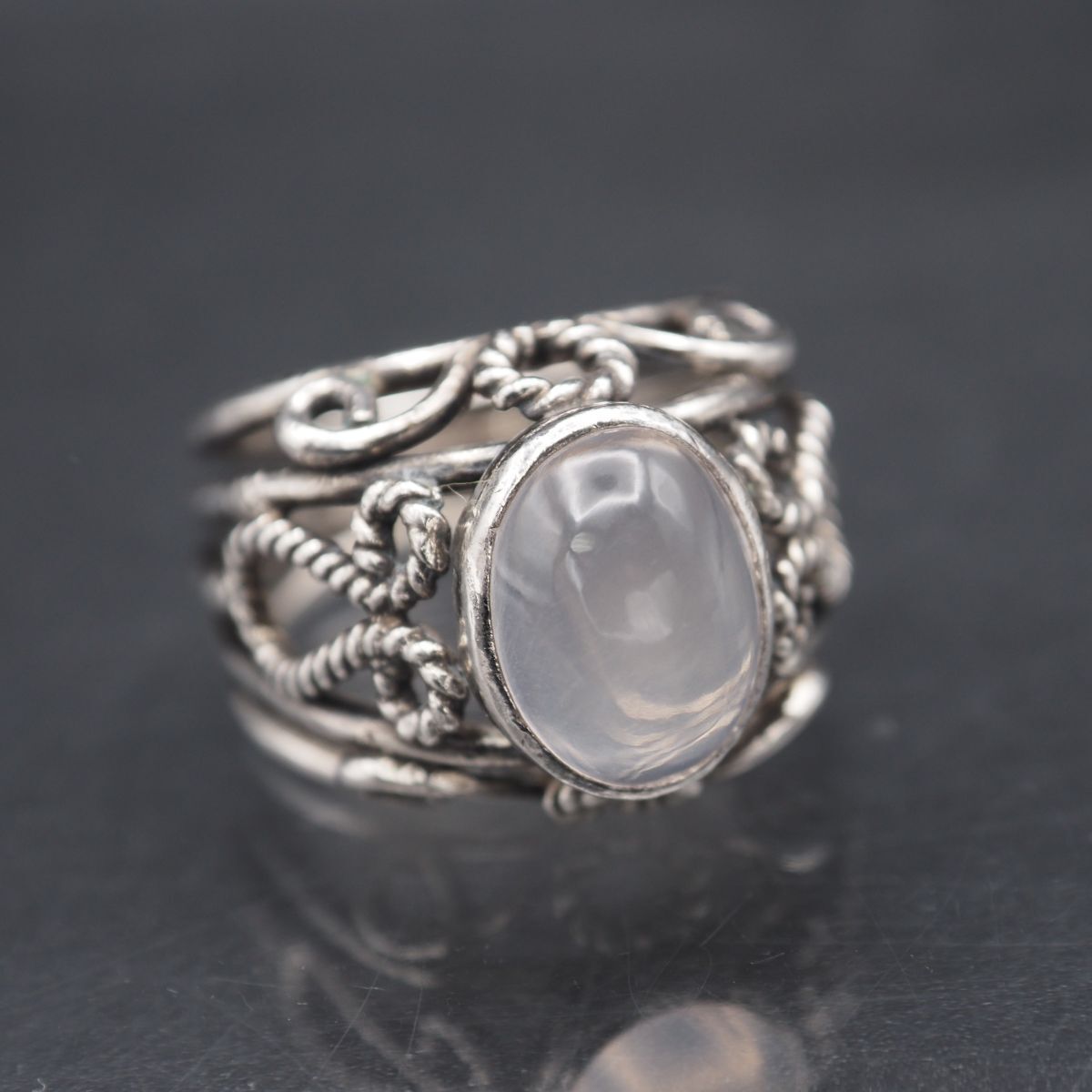 L572 ホワイトストーン リング デザイン シルバー 指輪 ヴィンテージ