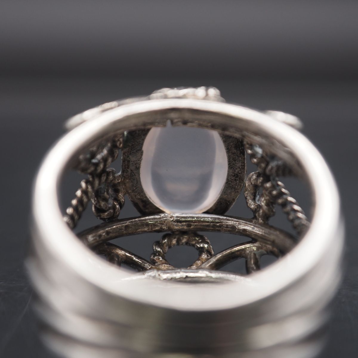 L572 ホワイトストーン リング デザイン シルバー 指輪 ヴィンテージ