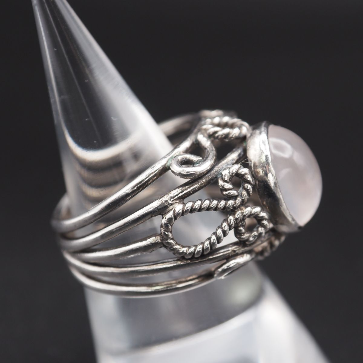 L572 ホワイトストーン リング デザイン シルバー 指輪 ヴィンテージ