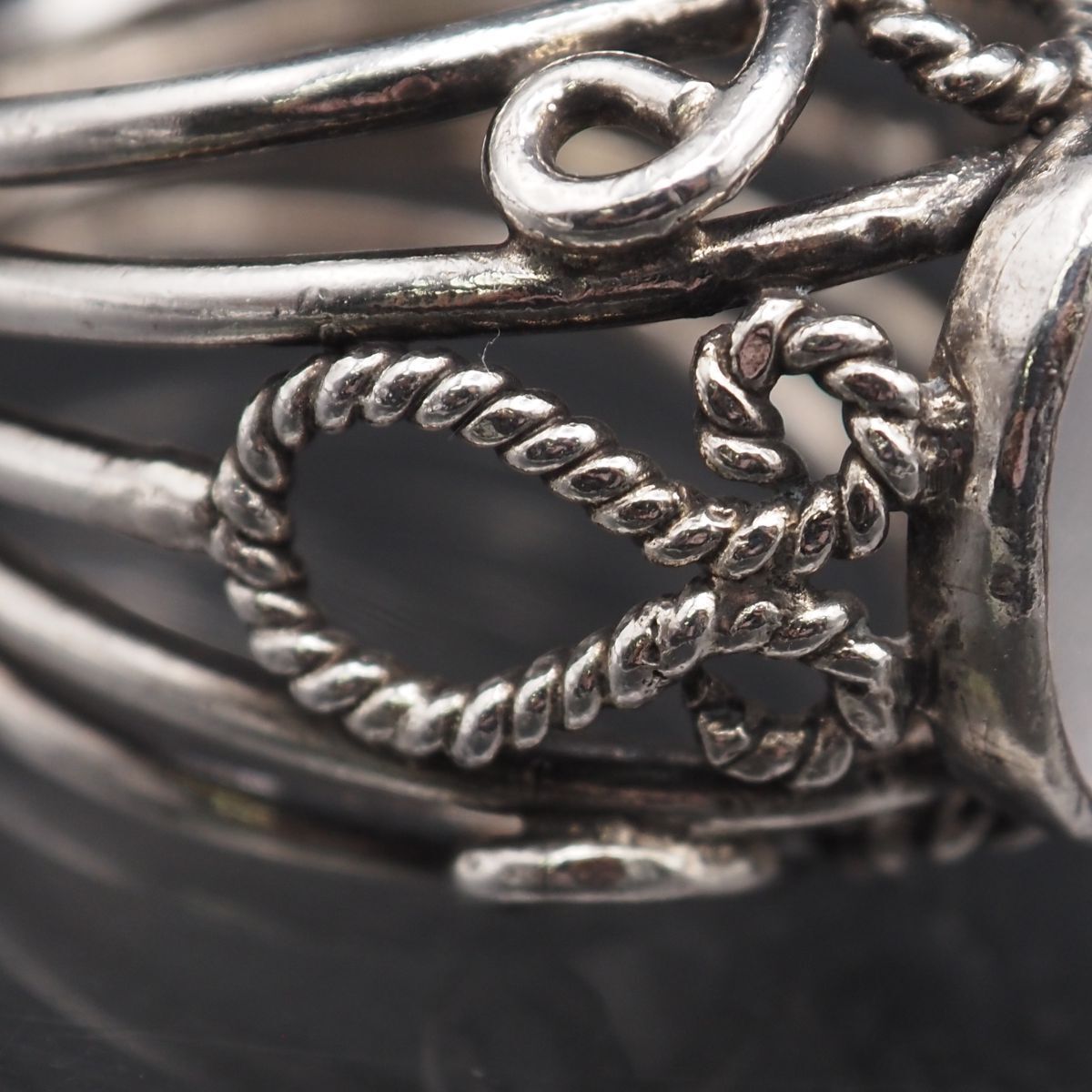 S*r様 ヴィンテージ　ブラッドストーン　シルバーリング L572 ホワイトストーン リング デザイン シルバー 指輪 ヴィンテージ