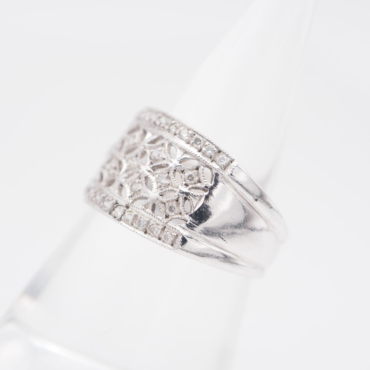 シルバー リング ダイヤモンド風 L597 ダイヤモンド風 リング 透かし彫り デザイン シルバー 指輪 13号