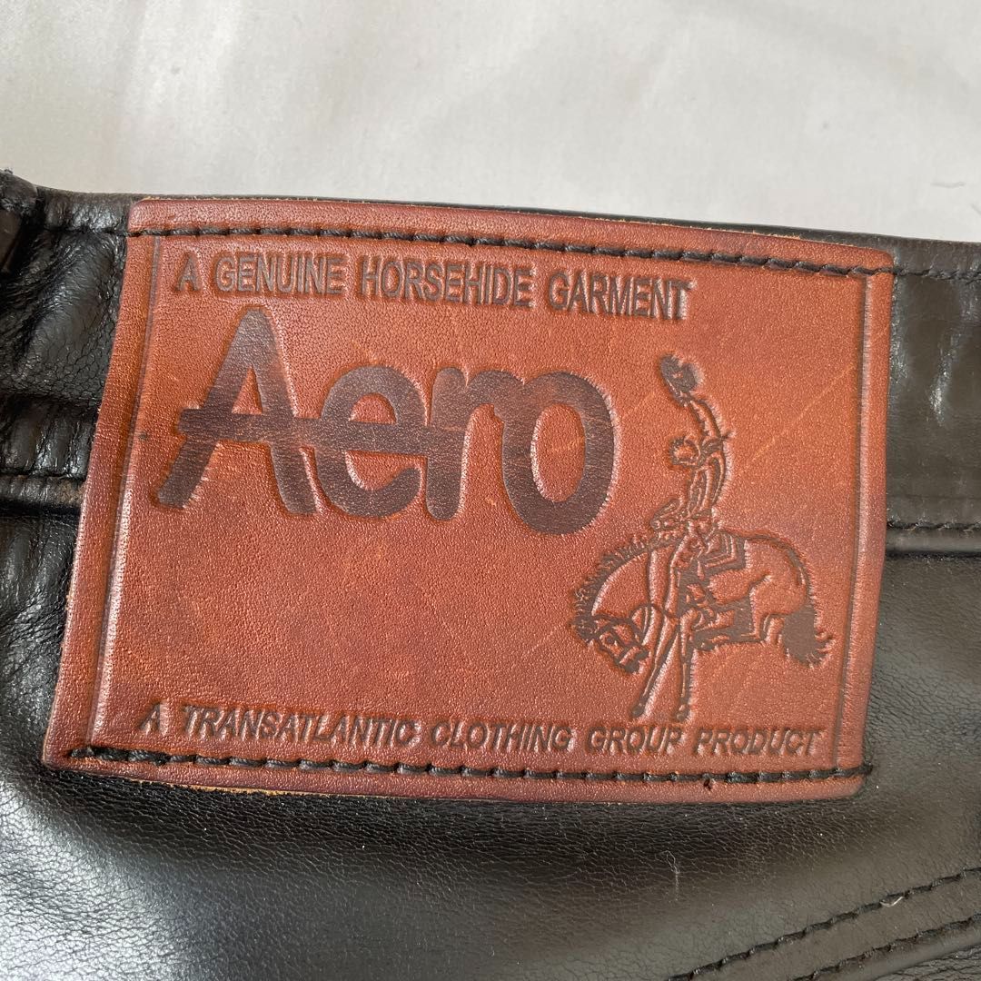 Aero Leather 馬革レザーパンツ W29（実寸約74cm） 黒ブラック 本革
