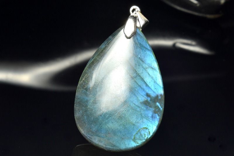 1点物】シルバー925◇ブルーシラー ラブラドライト 32x21mm ドロップ