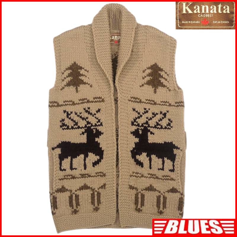 カウチンセーター kanata ニット ベスト L カナダ製 カナタ ウール