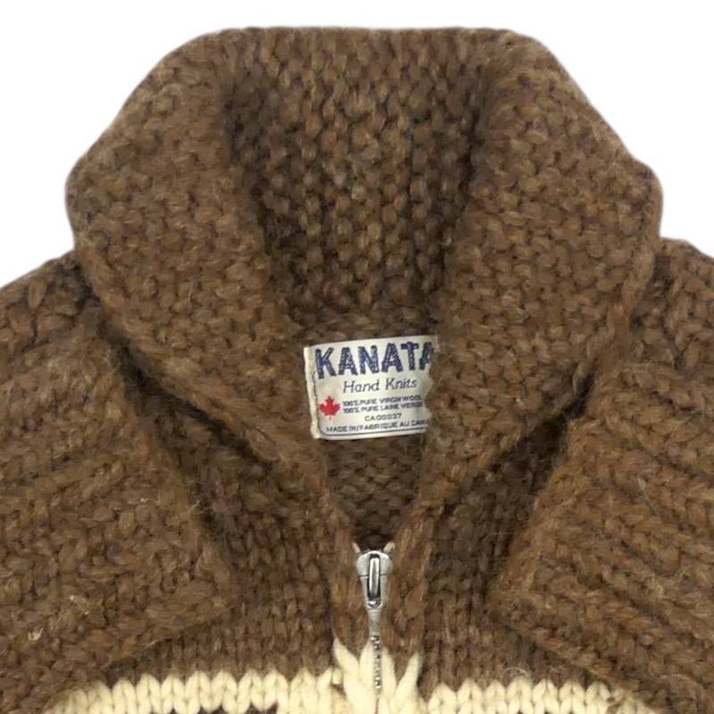 カウチン セーター kanata カナダ製 カナタ 茶 トナカイ カウチンセーター kanata ニット XL カナダ製 カナタ ウール ハンド