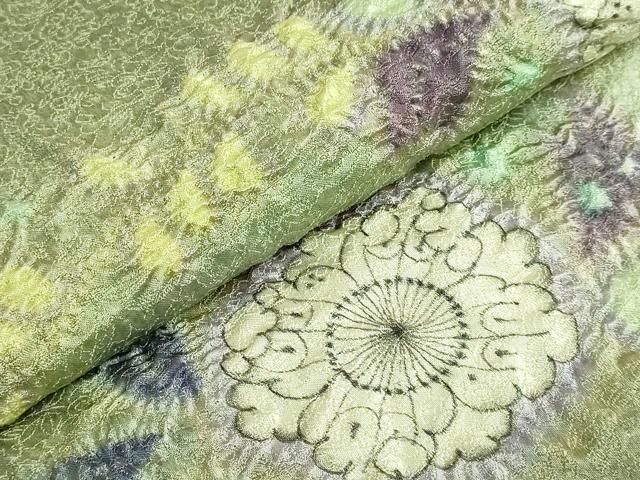 平和屋本店○極上 久保田一竹 幻の辻が花 太鼓柄袋帯 金通し地 逸品