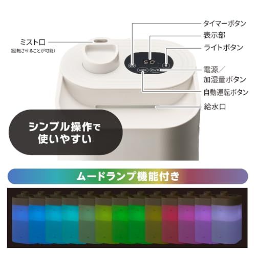  ドウシシャ 加湿器 湿度センサー付 超音波式 プレハブ7畳 木造4畳 カンタン給水 カンタンお手入れ 容量3.6? KWA-262 ホワイトpo 872590 f 7 キッチンバサミ コーヒーメーカー その他 キッチン 食器