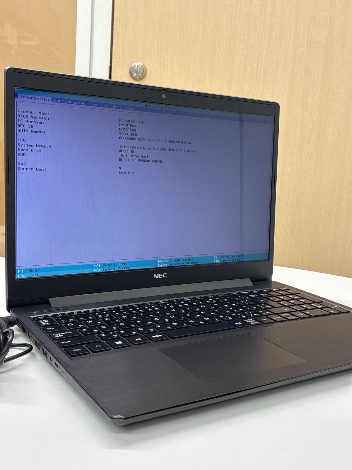 ジャンク】NEC ノートPC PC-GN18CLTAF BIOS表示確認 ACなし 記憶媒体