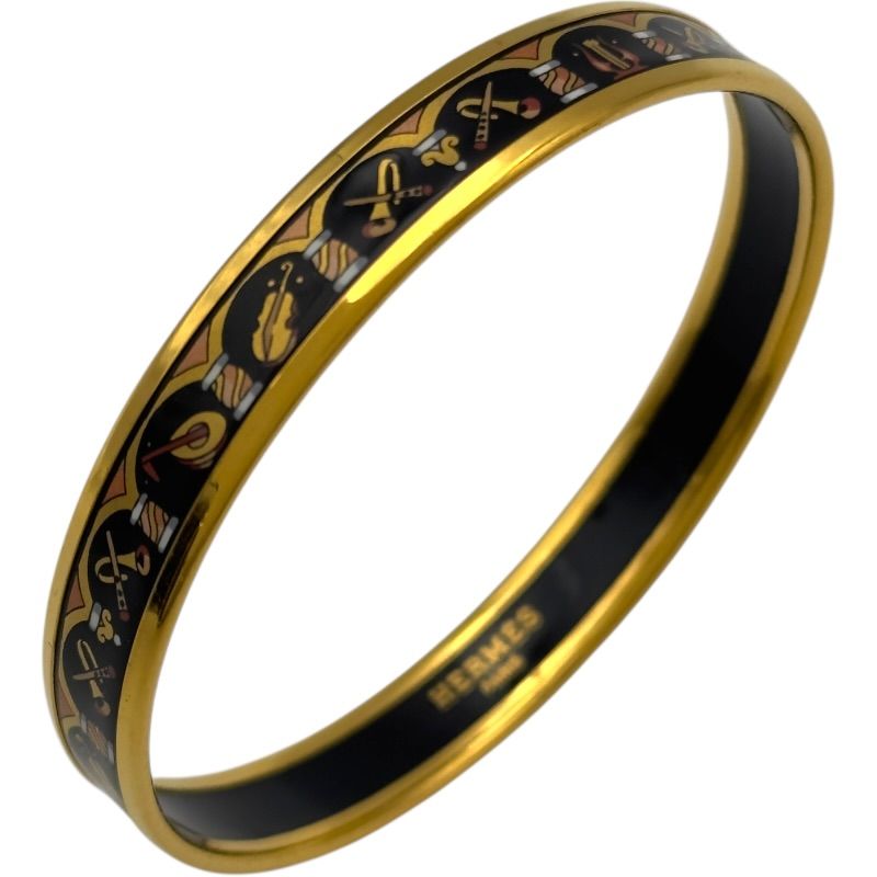 エルメス HERMES エマイユPM ゴールド/ブラック 七宝焼き/メタル