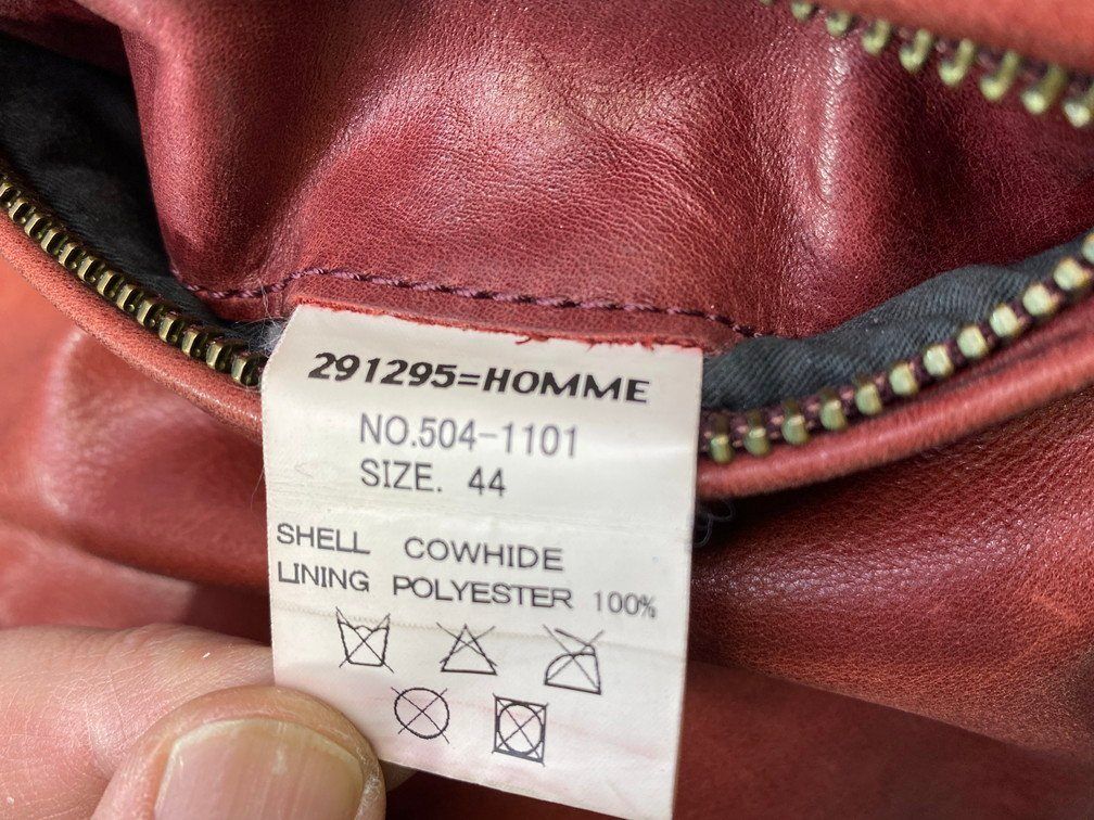 291295 HOMME ニーキューイチニーキューゴオム 牛革 シングル