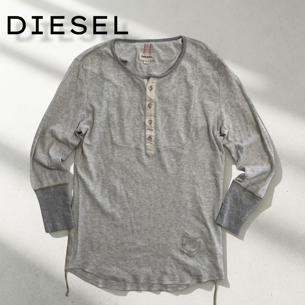 DIESEL ディーゼル ヘンリーネック ワッフル カットソー M 7分袖