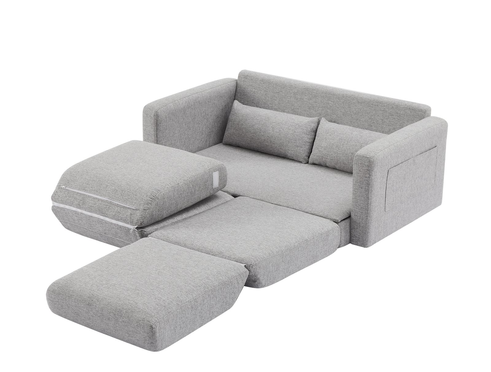 2 seater sofa ソファ 2人掛け 収納付き  ファブリック 両側に肘掛け付き 木脚外し可能 ローソファ コンパクト ひとり暮らし  カウチソファー