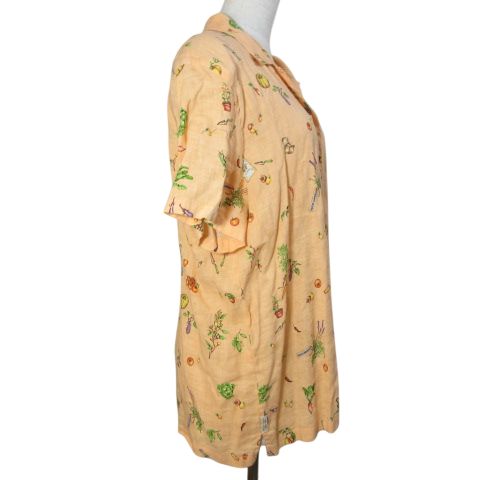 マドモアゼルノンノン 　半袖リネンシャツ　総柄(夏のモチーフ) マドモアゼルノンノン mademoiselle NON NON リネンシャツ 半袖