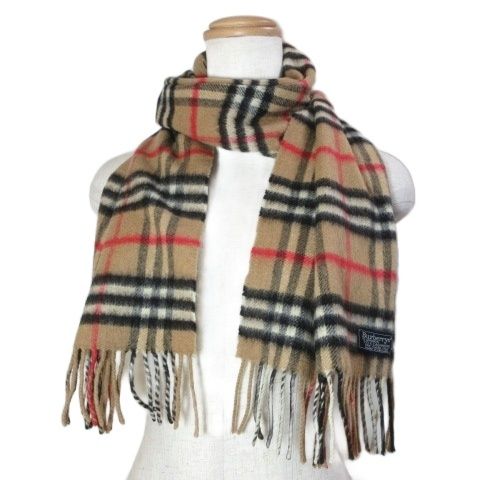 バーバリーズ Burberrys ノバチェック カシミヤマフラー フリンジ
