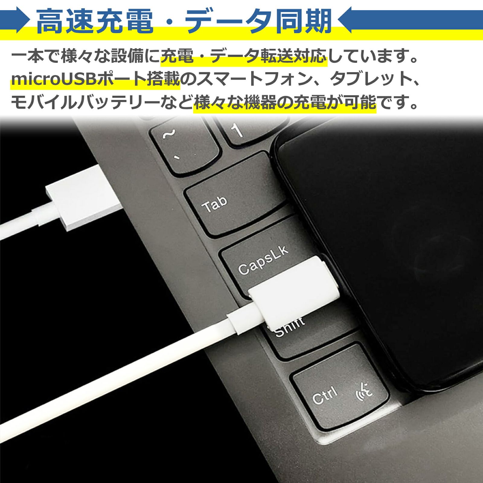 micro USB ケーブル 2.0m 充電器 セット 電源 アダプタ タイプB