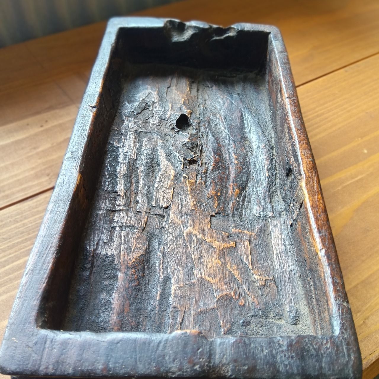 一点物 古材の木製トレイ 卓上ペンケース 鍵置き アクセサリー置き