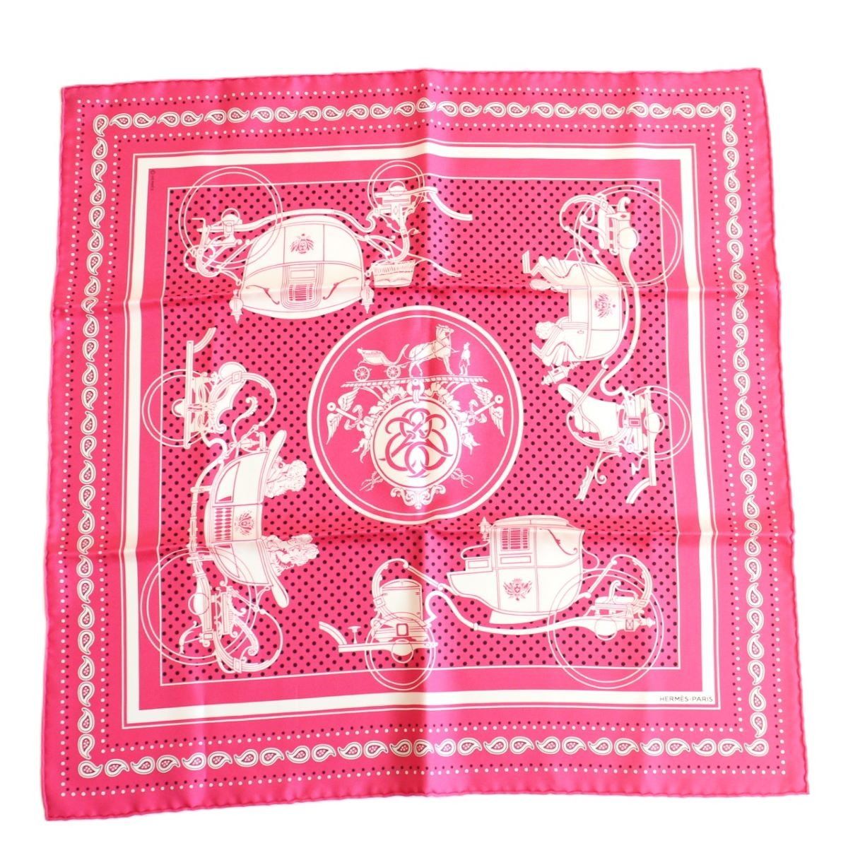 HERMES エルメス カレ 55 スカーフ バンダナ エクスリブリス シルク100