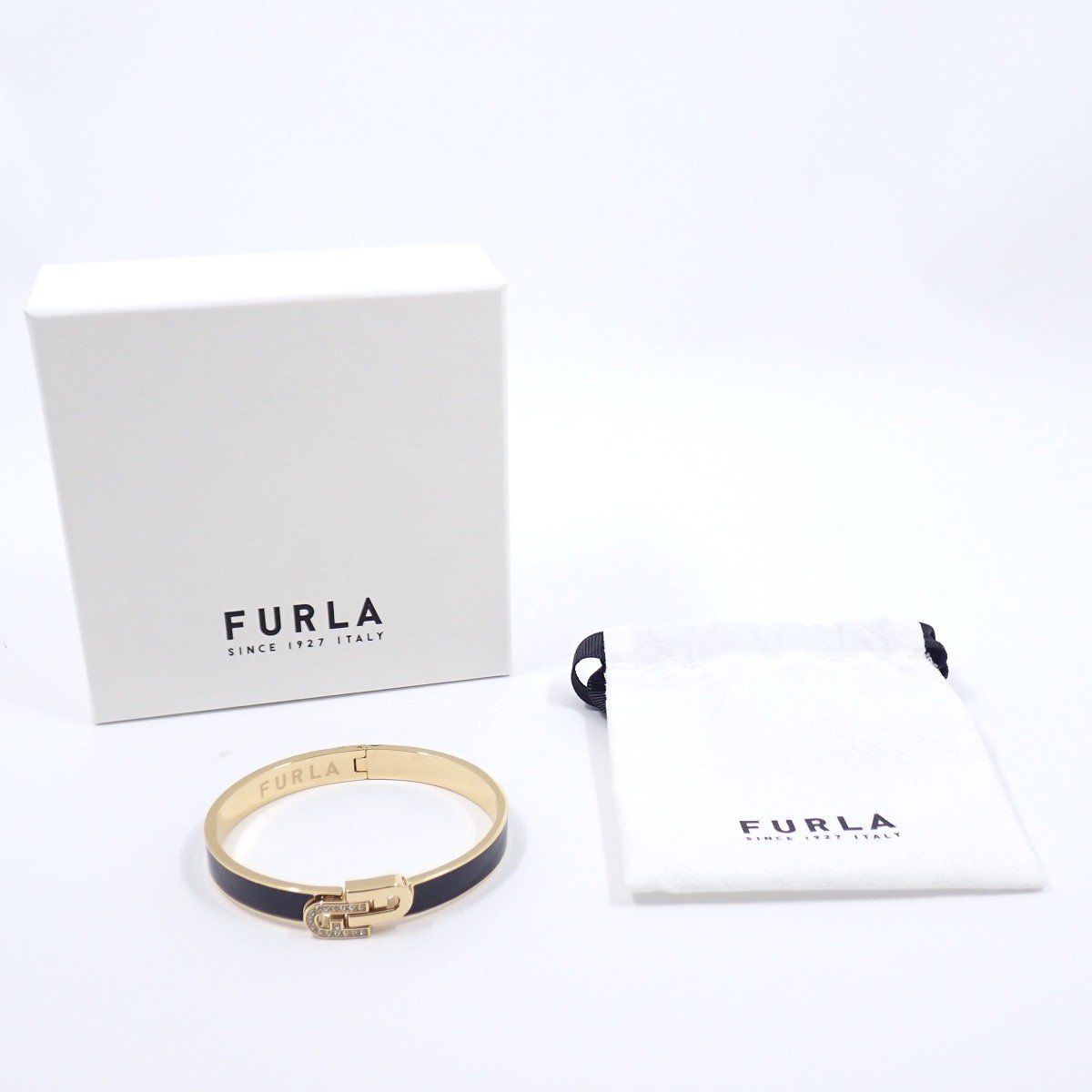 FURLA フルラ ARCH DOUBLE バングル ゴールド色金具/ラインストーン