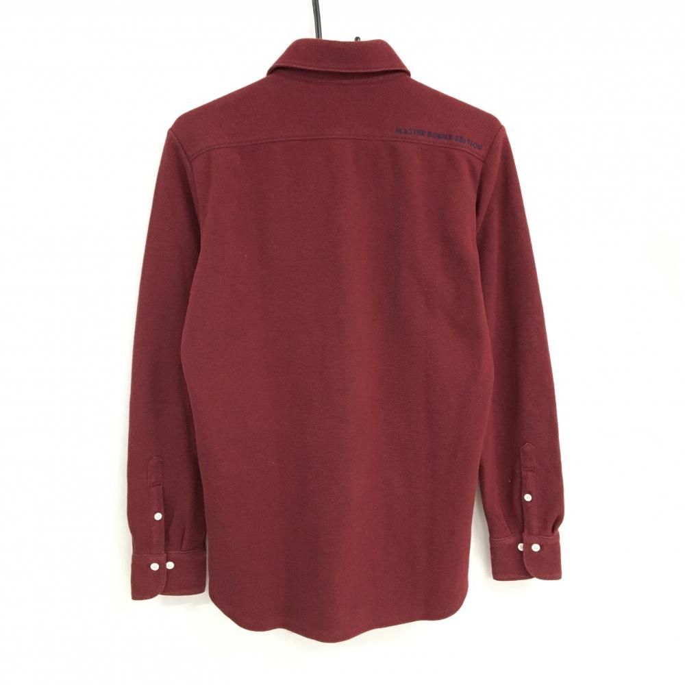 マスターバニー 長袖シャツ ボルドー系 胸ロゴ刺しゅう ウール混
