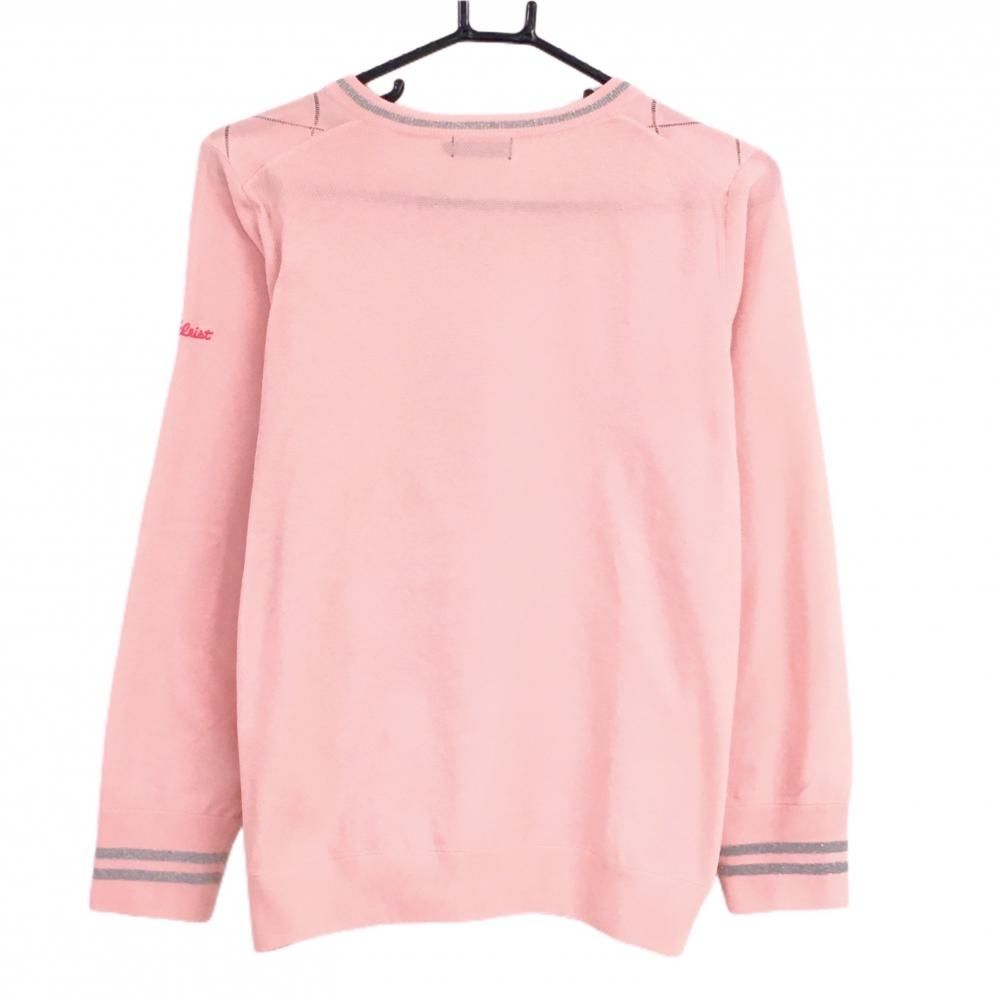 超美品】タイトリスト セーター ライトピンク 前身頃透かし編み V