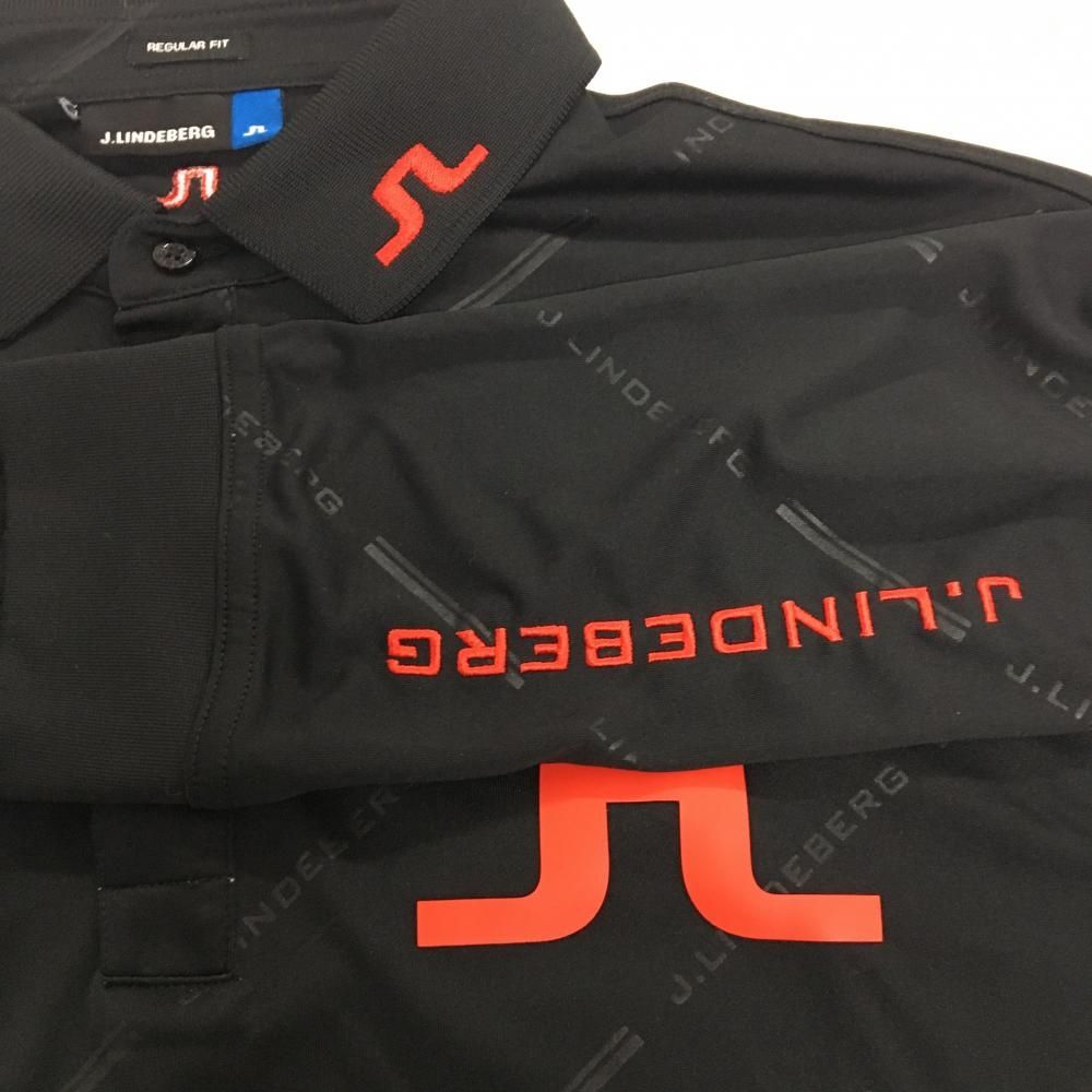 超美品】ジェイリンドバーグ 長袖ポロシャツ 黒×レッド 斜めストライプ