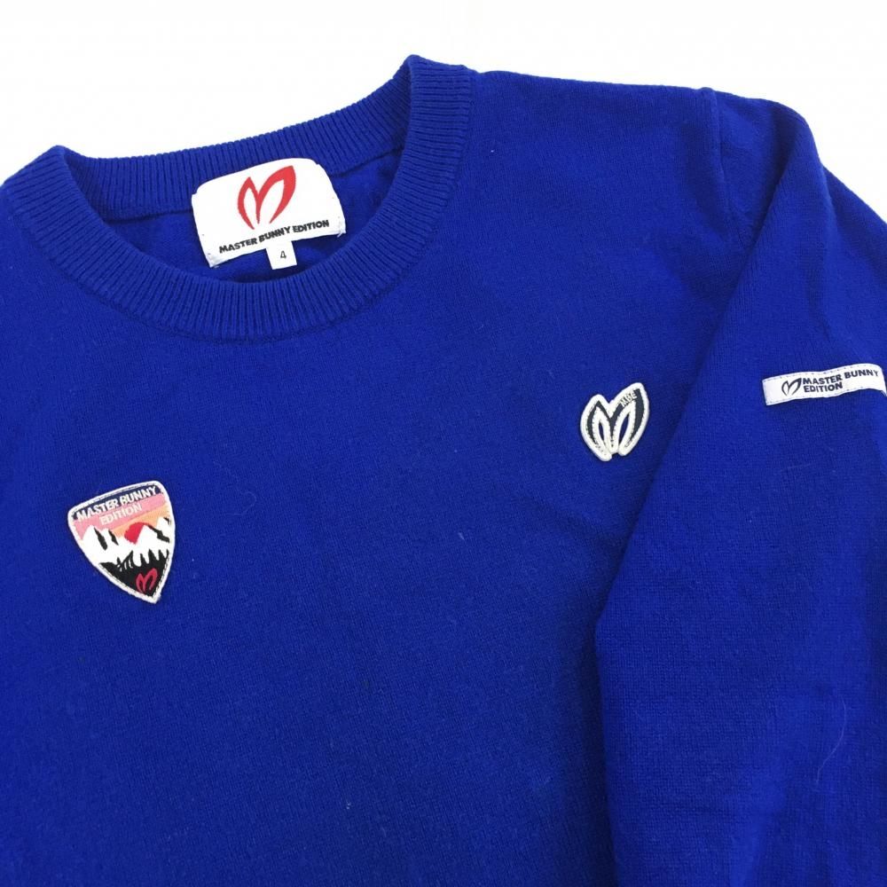 美品】マスターバニー セーター ブルー 胸ロゴ ウール・カシミヤ混