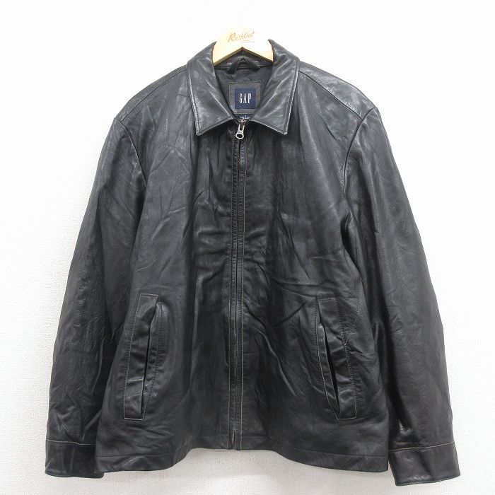 L/古着 ギャップ GAP 長袖 レザー ジャケット メンズ 00年代 00s 黒
