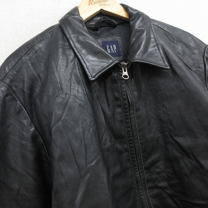 L/古着 ギャップ GAP 長袖 レザー ジャケット メンズ 00年代 00s 黒