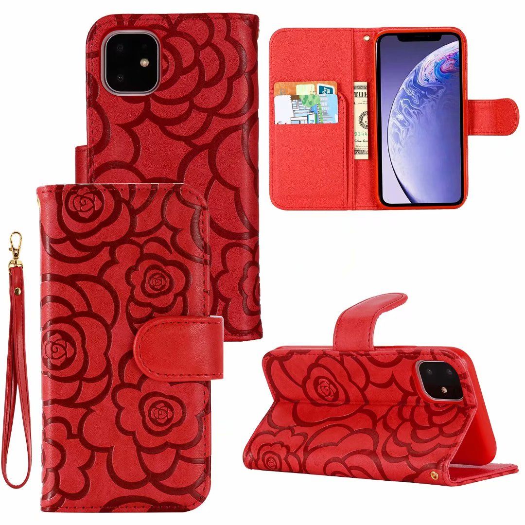 iPhone 12/12Pro ケース カバー 手帳タイプ 手帳型 バラ 薔薇 花