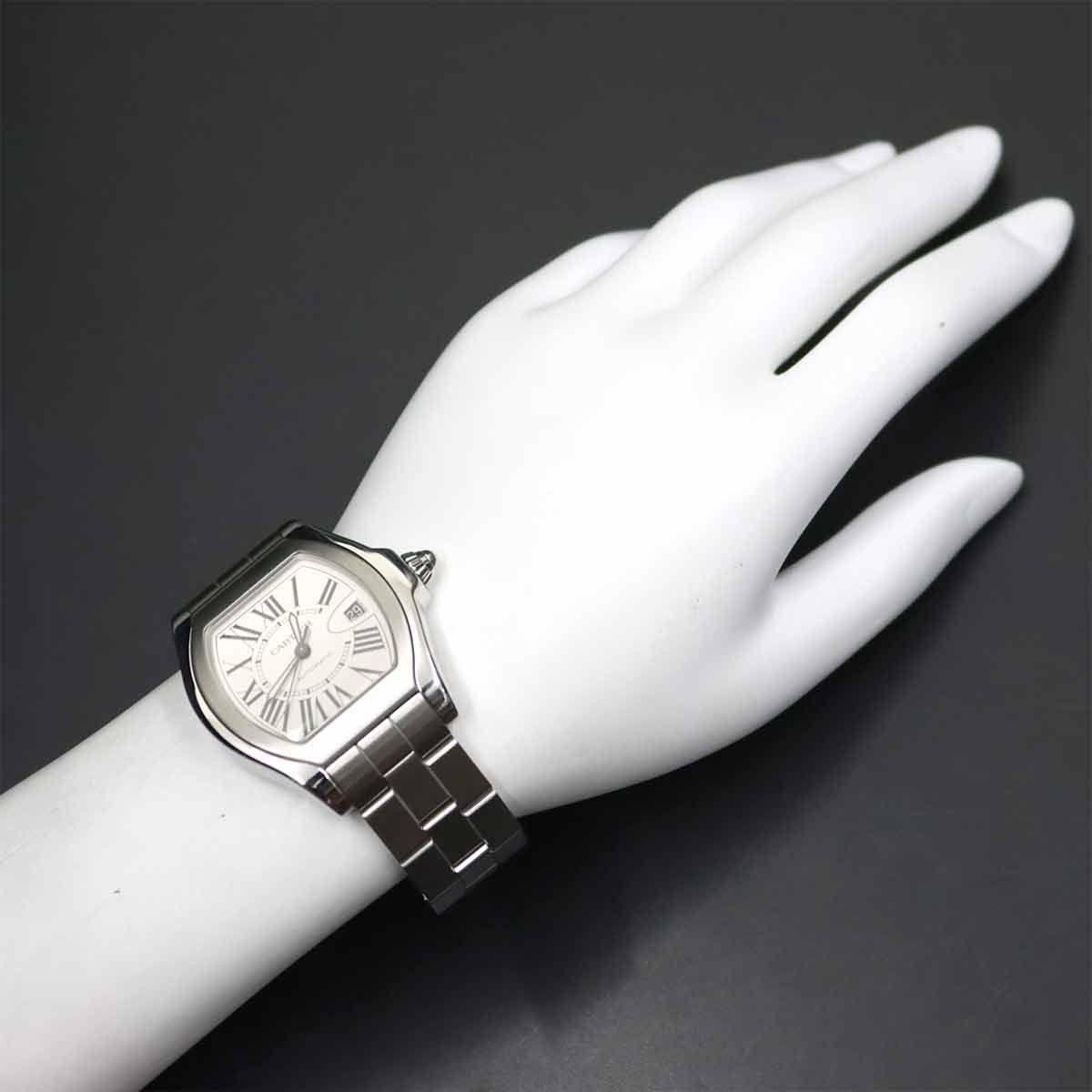  カルティエ Cartier ロードスターLM W6206017 メンズ 腕時計 デイト シルバー オートマ 自動巻き ウォッチ Roadster 90305922 トレーナー 自動巻き時計 腕時計(アナログ)