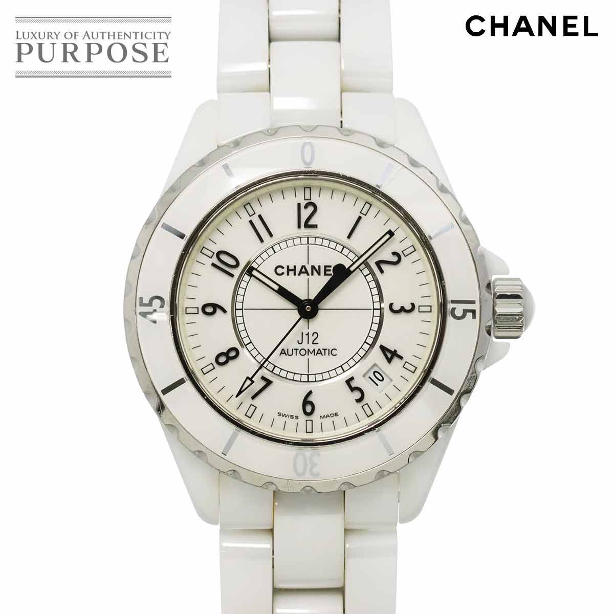 シャネル CHANEL J12 38mm H0970 メンズ 腕時計 デイト ホワイト セラミック オートマ 自動巻き ウォッチ 90311228