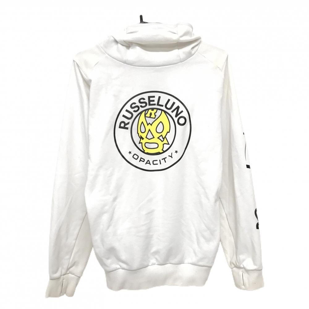 ラッセルノ パーカー 白×イエロー ルチャマスク トレーナー メンズ 4(M
