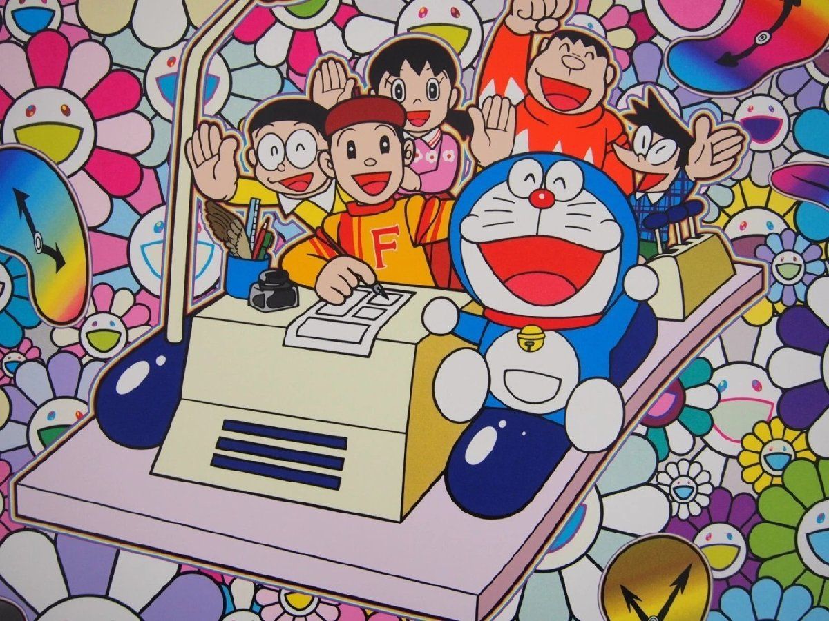 Y]『タイムマシンでレッツゴー』村上隆 ドラえもん シルクスクリーン