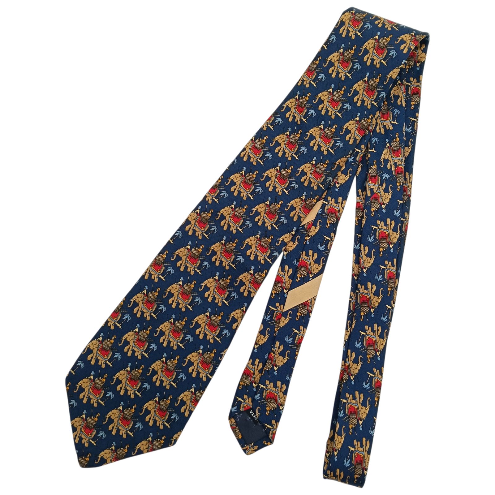 Salvatore Ferragamo フェラガモ ネクタイ ゾウ柄 象 シルク ネイビー