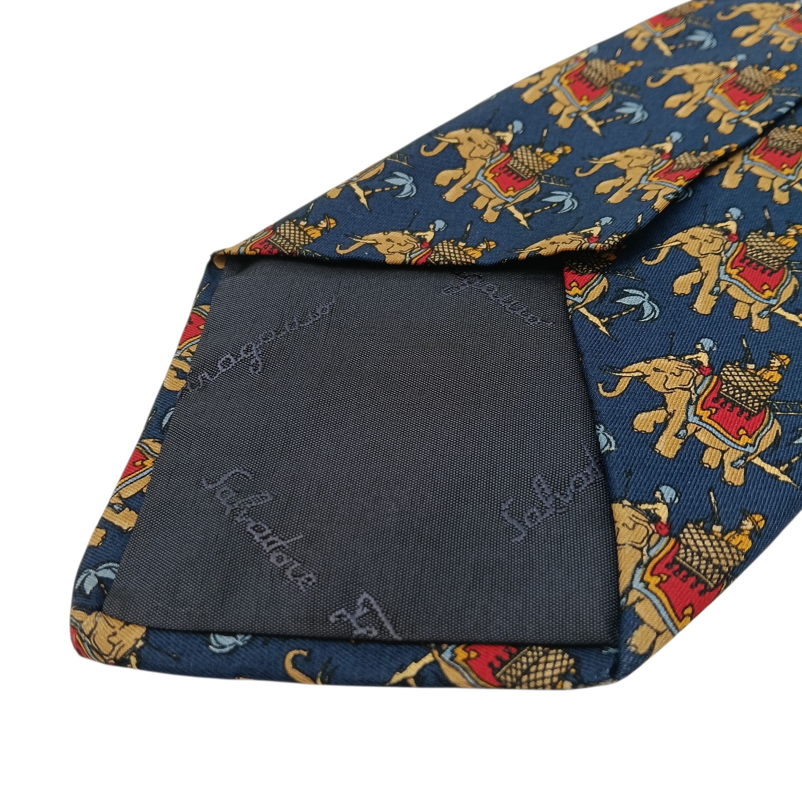 Salvatore Ferragamo フェラガモ ネクタイ ゾウ柄 象 シルク ネイビー